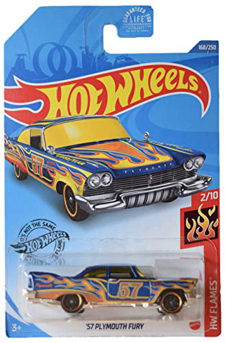 57 Plymouth Fury #168 Blue Flames 2/10 2020 Hot Wheels Case P