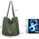 thumbnail image 2 of Corduroy Tote Bag, Women Corduroy Shoulder Bag Big Capacity Casual Handbags for Women, Beautiful Shopping Tote Bag with Pocket (Army Green), 2 of 5