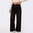 thumbnail image 4 of IUYRTFE Women Straight Leg Denim Jeans Button Zipper Pocket Long Pants for Casual Daily Wear, 4 of 5