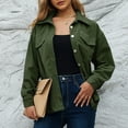 thumbnail image 5 of Lovskoo 2024 Long Sleeve Shirts for Women Corduroy Button Down Shirt Casual Print T-Shirts Single Breasted Fall Spring Loose Shirt Tops Blouse Olive Green, 5 of 7