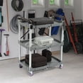 thumbnail image 7 of Elevon Service Cart Portable Utility 3 Tier Collapsible Shelving Unit, Gray, 7 of 7