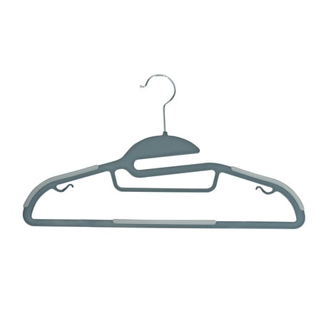 Simplify 8Pk Razor Thin S-Shape Collar Saver Non-Slip Suit & Shirt Hanger With Tie Bar - Dark