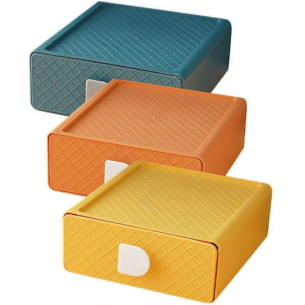 3pcs Desk Organizer Drawer Storage Box for Stationery Jewelry Stylish Functional Tabletop Home Office Dorm Room Tranquil Blue