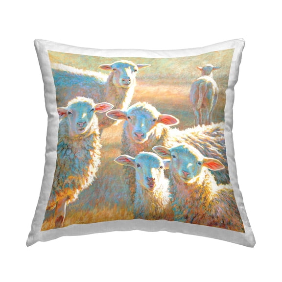Stupell Industries Vivid Sheep Herd Gazing Printed Throw Pillow Design by Rita Kirkman