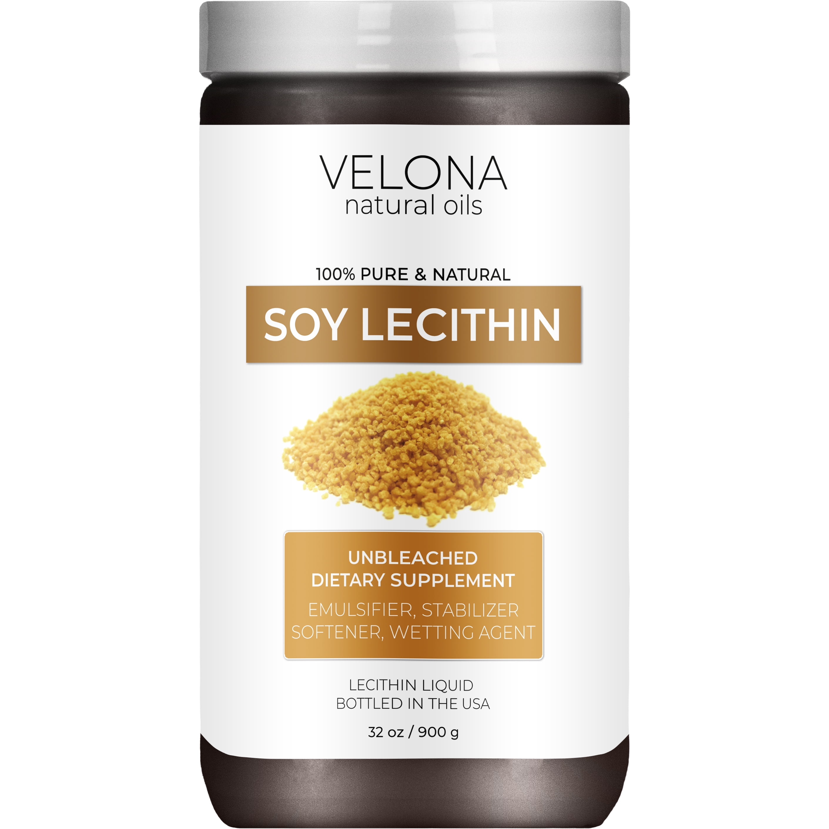 Soy Lecithin by Velona 32 oz Unrefined, Cold Pressed Face, Hair