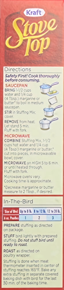 Stove Top Chicken Lower Sodium Stuffing, 6 oz Box (Pack of 36)