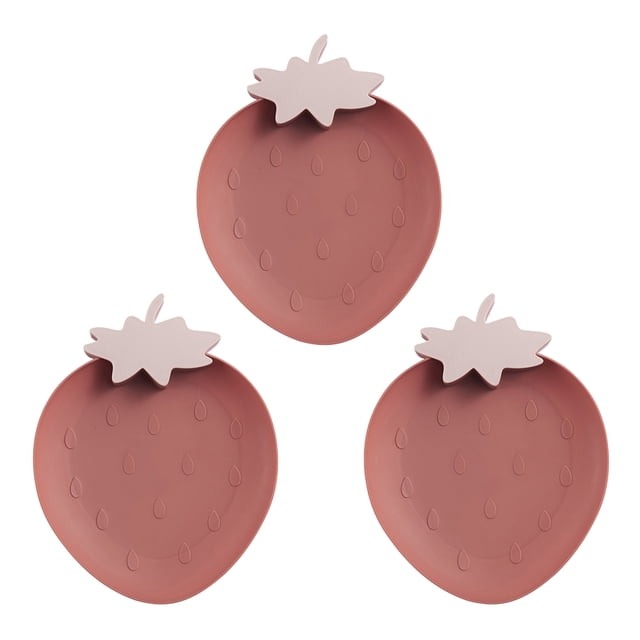 3 Pcs Assiette à Fruits Assiette de Service pour Collations Plateau Alimentaire Design en Forme de Fraise pour Salon (Rouge Violacé)
