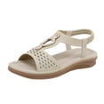thumbnail image 1 of XIAQUJ Sandales Élastiques à Bout Ouvert d'Été pour Femmes, Légères, Rétro, à Talon Compensé, Sandales pour Femmes 2024 Beige 7.5, 1 of 9