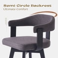 thumbnail image 5 of Joyyskill Swivel Bar Stools Set of 2, 26” Wood Counter Height Barstools with Curved Back, Mid Century Modern Linen Upholstered Bar Chairs, Black/Dark Grey, 5 of 7