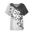 thumbnail image 3 of ASDFVBKG Womens Tops Comfortable Short Sleeve V-Neck T Shirts Fashion Solid Relaxed Fit Loose Fit Clothing Gray 2XL, 3 of 6