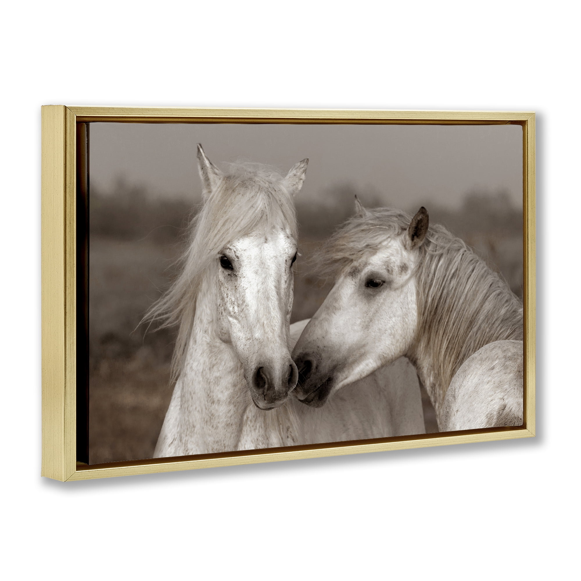 Stupell Industries Gentle Companionship Horses Gold Framed Floater Canvas Wall Art, design by Danita Delimont