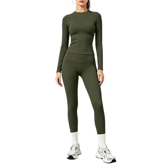 Workout Sets for Women Quick-Dry Long Sleeve Yoga Set 2 Piece Activewear for Gym, Workout and Running 01 L
