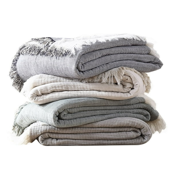 Brielle Home Denver Reversible Cotton Gauze Throw Blanket Com - Kenar Home Decorative Throw Brielle Home Denver Reversible Cotton Gauze Throw Blanket Com - Kenar Home Decorative Throw