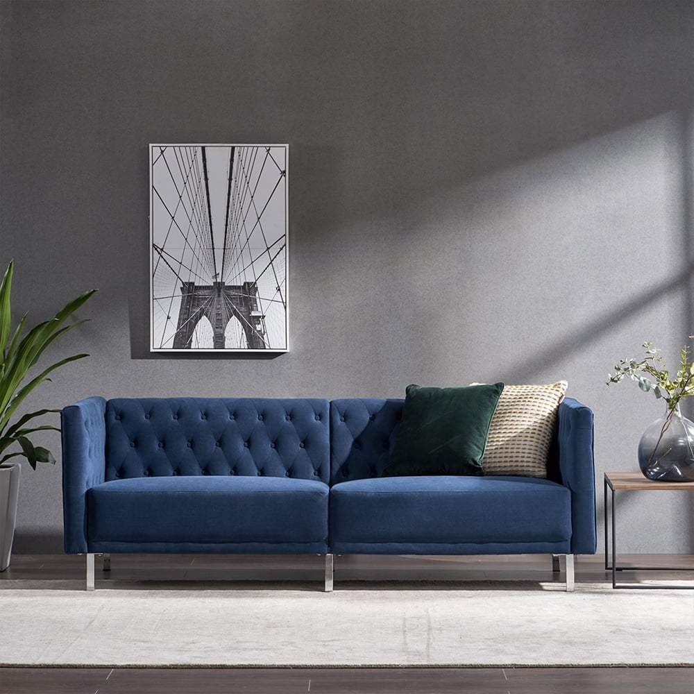 Kepooman Mid-Century Modern Velvet Tufted Sofa Bed for Small Space