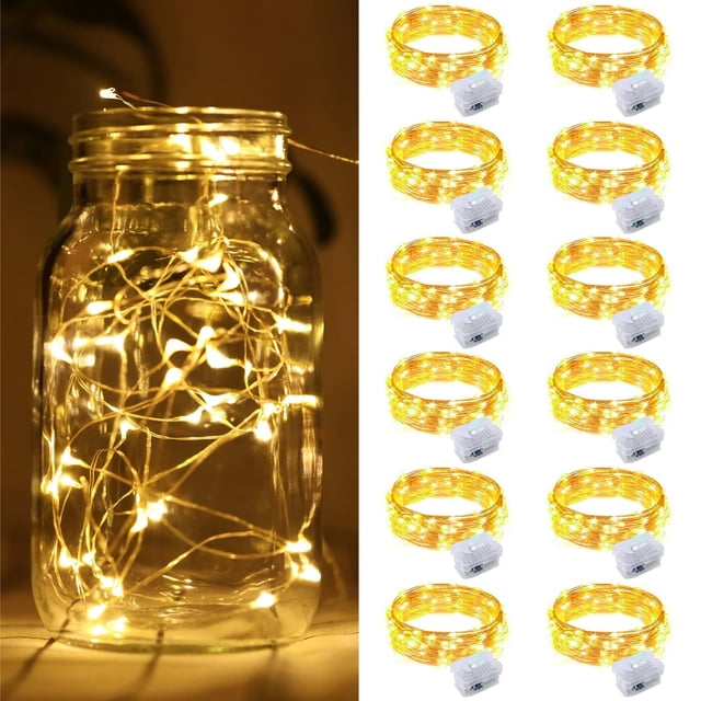 Fairy Lights ZGWJ 20 LED, funciona con pilas, 2 m, 12 unidades, color blanco cálido