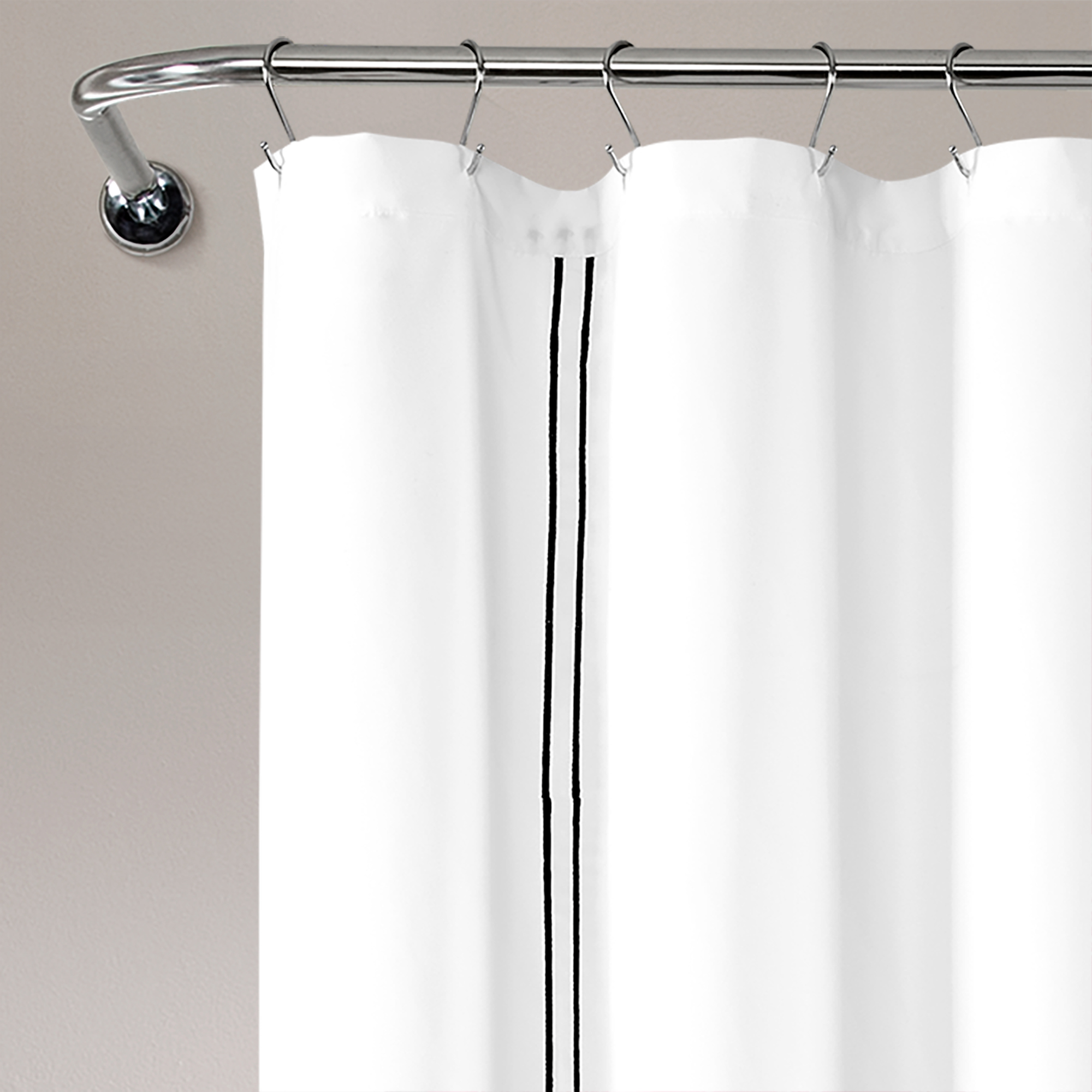 Lush Decor Micro Fiber Hotel Collection Shower Curtain White/Black Single 72X72