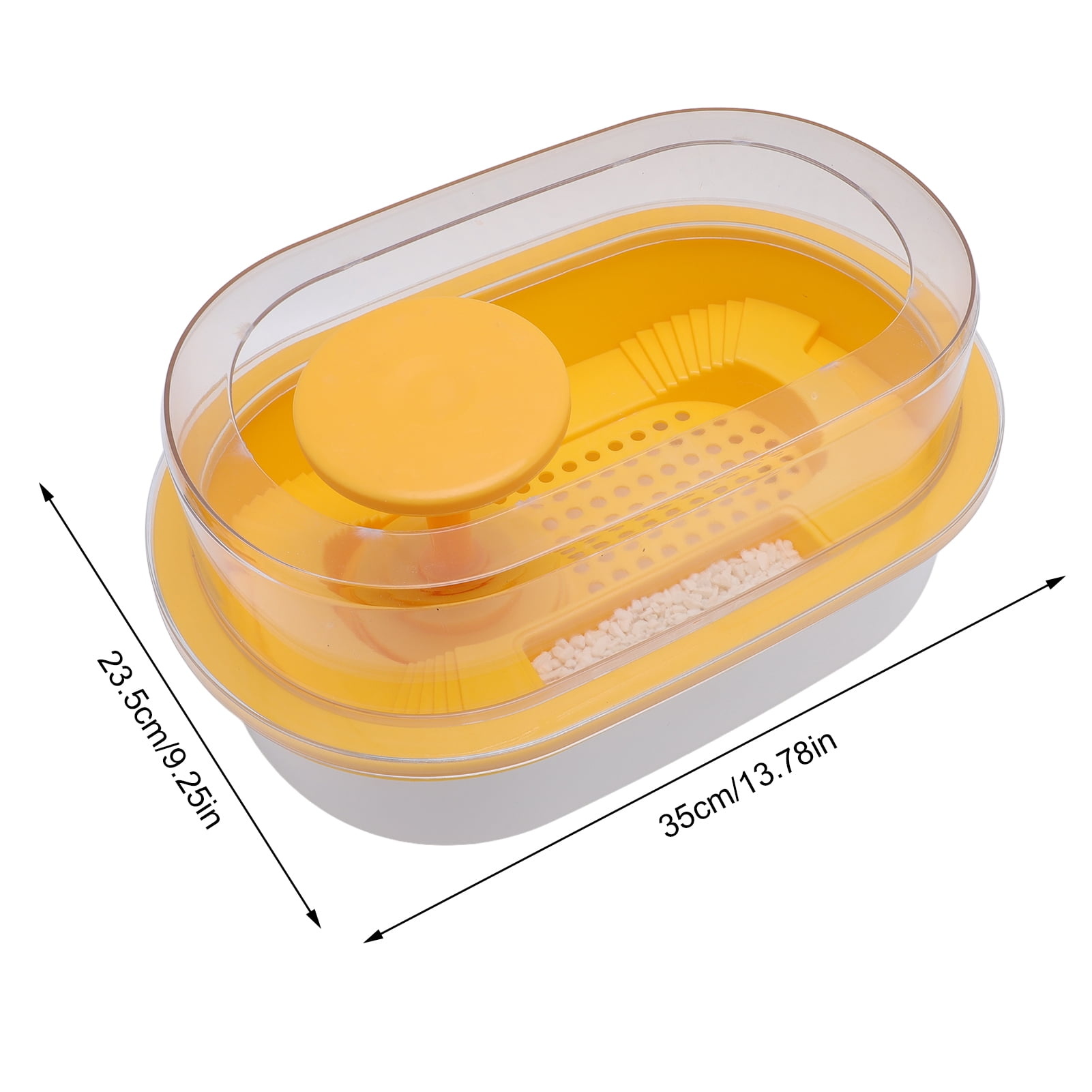 Yajisi Large Yellow Turtle Tank with Drainage Filtration System, Safe & Easy to Observe Aquarium Habitat Terrarium for Crabs Fishes Amphibians Reptiles, Heavy Duty Plastic Pond Decor (14.5 in/37 cm)