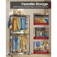 thumbnail image 3 of Sakugi Clothes Rack with Cover, Versatile Wardrobe Closet with Hooks, Shelves, Wheels, Clothing Rack for Hanging Clothes in Entrance, Bedroom, Laundry, 33" x 12.5" x 79.0", Black, 3 of 10