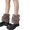 Mocha, variant on Women Furry Boot Cuffs for Winter Warmth Letter Label Fuzzy Plush Leg Warmers