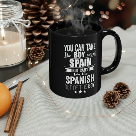 

Can t take Spanish Pride out of the boy 11oz Black Ceramic Mug Spain Proud