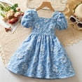 thumbnail image 2 of FYDUU Toddler Summer Dresses For Girls Elegant Dress With Puff Sleeves And Bowknot Back Parties Beach School Casual Outings Handsome Fashion 3-4 Years, 2 of 9
