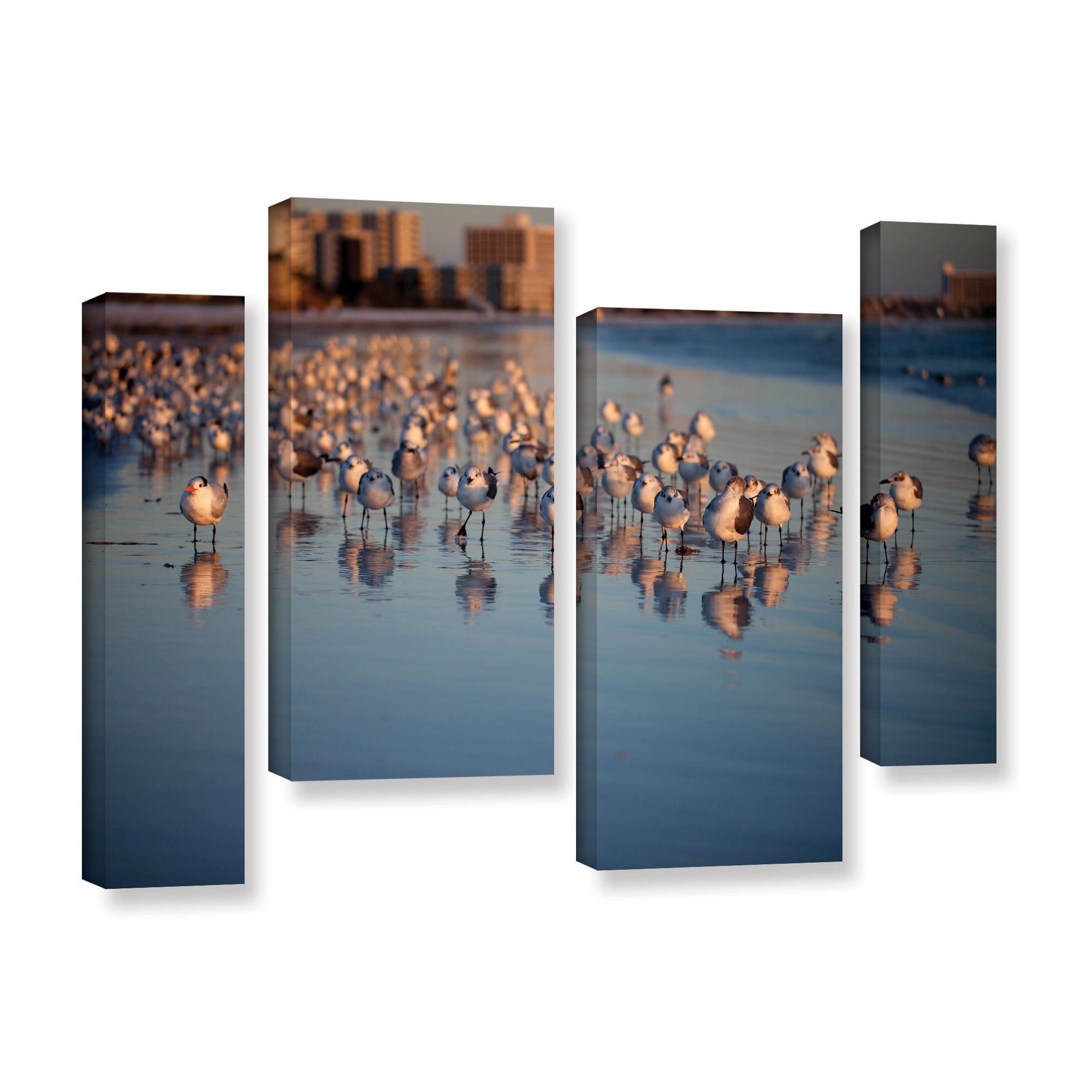 ArtWall Lindsey Janich "Seagulls II" 4-Piece Gallery-Wrapped Canvas Staggered Set