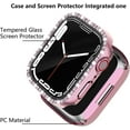 thumbnail image 2 of 2 Pack Bling Case with Tempered Glass Screen Protector for Apple Watch Series 3/2/1 42mm, All Round Full Protection Hard PC Cover Bumper for iWatch 7 Accessories, Pink+Clear, 2 of 5