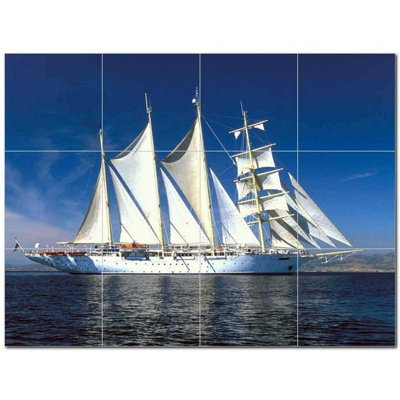 Boat Picture Ceramic Tile Mural Kitchen Backsplash Bathroom Shower 404198-L43