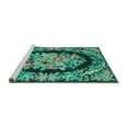 thumbnail image 2 of Ahgly Company Machine Washable Indoor Square Medallion Turquoise Blue French Area Rugs, 5' Square, 2 of 4