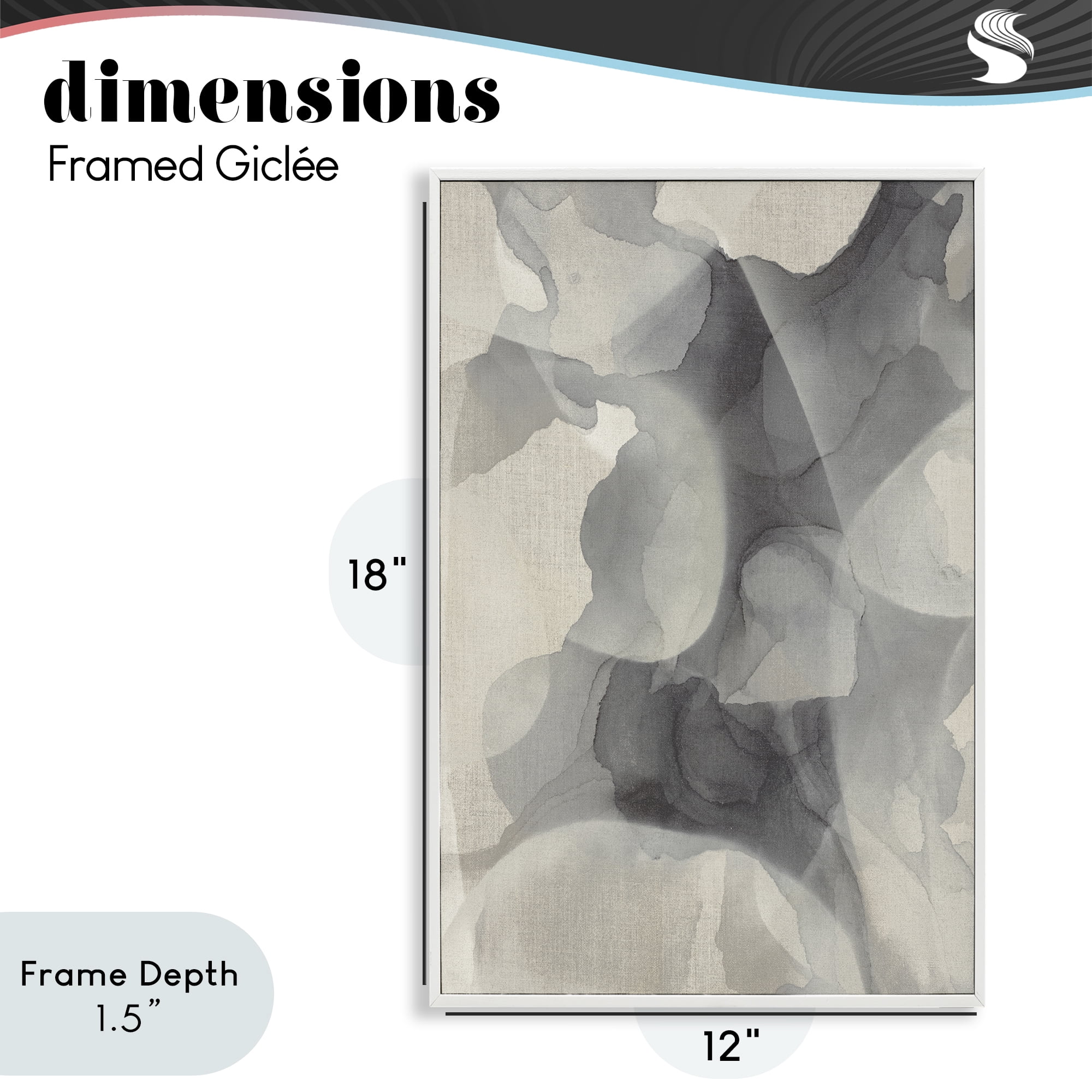 Stupell Industries Mottled Monochrome Abstract White Framed Giclee Art, design by Kippi Leonard
