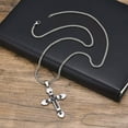 thumbnail image 5 of HOOUN Black Silver Large CZ Cross Pendant Necklace Stainless Steel Jewelry For Men 24', 5 of 6
