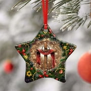 FLAGWIX 3" Ornament 1 Pcs|Jesus Christian Cross Christmas Ceramic Ornament - Star