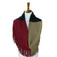 thumbnail image 3 of Black Beige Burgundy Tricolor Winter Knit Infinity Scarf With Fringe, 3 of 6