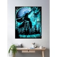 thumbnail image 2 of Bloom Theory Cool Moon Wolf Trees Fantasy Art Poster Wall Art, Modern Wall Decor, 12x18 UNFRAMED, 2 of 3
