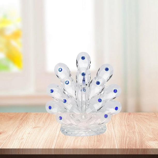 Estatua de escultura de de cristal de Animal, figurita creativa, artesanías de para estante de tienda, colección de decoración, acces Azul S Soledad Escultura de pavo real