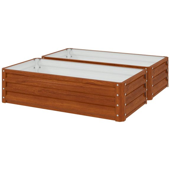 Spaco Galvanized Raised Garden Bed, 4' x 2' x 1' Metal Planter Box for Outdoor Growing Vegetables, Flowers, Herbs, Succulents, Brown