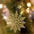 thumbnail image 3 of Deago Set of 36 Plastic Christmas Glitter Snowflake Ornaments Christmas Tree Decorations, 3.9-inch, Gold, 3 of 9