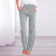thumbnail image 5 of WTXUE Solid Color Cotton Flax Elastic Long Pants Beach Leisure Trousers Loose Pants for Women 12-14, 5 of 5