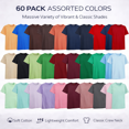 thumbnail image 2 of SOCKS'NBULK 60 Pack Men's Cotton Crew Neck Regular T-Shirts Bulk Short Sleeve Lightweight Tees Mix Colors (Men's T-Shirts Pack B, X-Large), 2 of 7