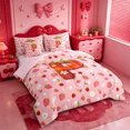 thumbnail image 2 of meiyoeat Kawaii Strawberry Daisy 7-Piece Twin Bedding,Sweet Fruit Initial P Letter Bedding Comforter Set For Girl,Pink Reversible, 2 of 7