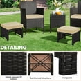 thumbnail image 4 of YKITRD Wicker Ottomans, Set of 2 Footrest with Removable Cushion, 2pcs PE Rattan Side Table Additional Seating Multipurpose Outdoor Furniture for Patio, Backyard, Brown/Khaki, 4 of 7