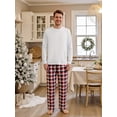 thumbnail image 3 of Family Matching Christmas Pajamas, Solid Color Tops  Plaid Pants Holiday Sleepwear Set, 3 of 11