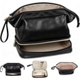thumbnail image 1 of Cosmetiquera para Maquillaje Pequeña Impermeable, Neceser Mujer Portátil, Cosmetiqueras de Viaje para Mujer, Bolsa de Maquillaje con Compartimento, Organizador de Brochas de Maquillaje, Negro, 1 of 4