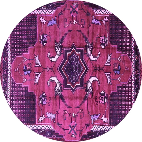 Ahgly Company Indoor Round Persian Purple Traditional Area Rugs, 3' Round