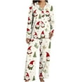 thumbnail image 4 of Wowcloth Woman's Hooded Pajama Set, Long Sleeve with Cozy Design, Warm Fleece Sleepwear for Christmas Holiday Cozy Nights and Home Lounge, 4 of 5