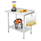 thumbnail image 1 of Yeshouse mesa de trabajo de acero inoxidable con certificación NSF, estante inferior y patas galvanizadas, ideal para cocina comercial, restaurante, bar, cuarto de servicio o garaje, 1 of 8
