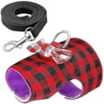 thumbnail image 1 of Arnés y correa para mascotas pequeñas para pasear al aire libre, con bonito lazo decorativo y correa para el pecho, accesorio de ropa para conejos (a cuadros rojos), 1 of 5