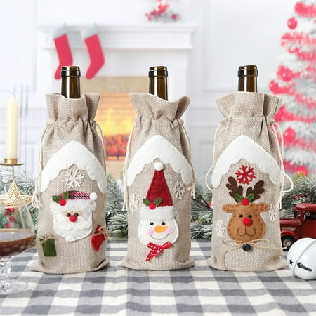 

Red Wine Bag Decorative Reindeer Snowflake Christmas Style Fine Workmanship Table Decorations Ornamental Christmas Champ