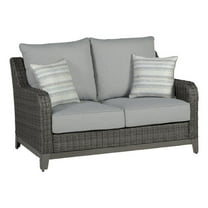 Bowery Hill Modern Outdoor Fabric Loveseat with Cushion in Gray