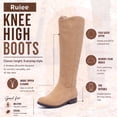 thumbnail image 3 of LOVE STEETLY Women's Knee High Low Heel Riding Boots, Side Zipper Round Toe Faux Leather Casual Comfort Versatile Boot, 3 of 6